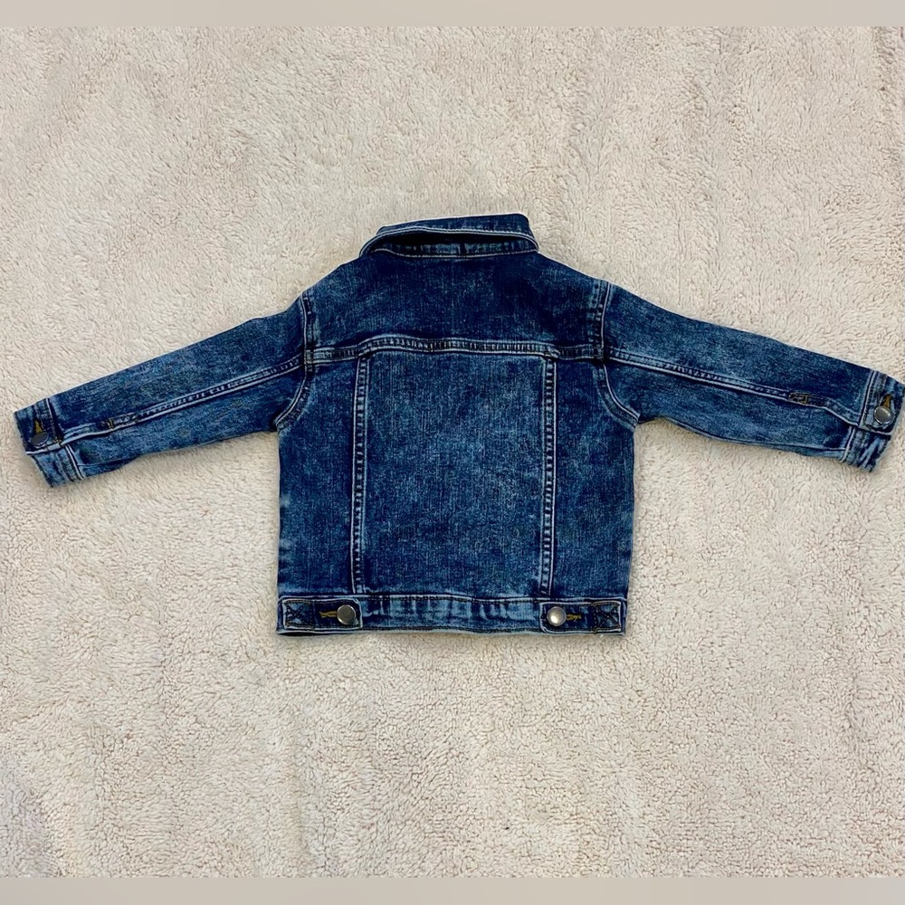 NWOT Wonder Nation Distress Dark Blue Acid Wash Jean Jacket for Kids - Picture 3 of 6